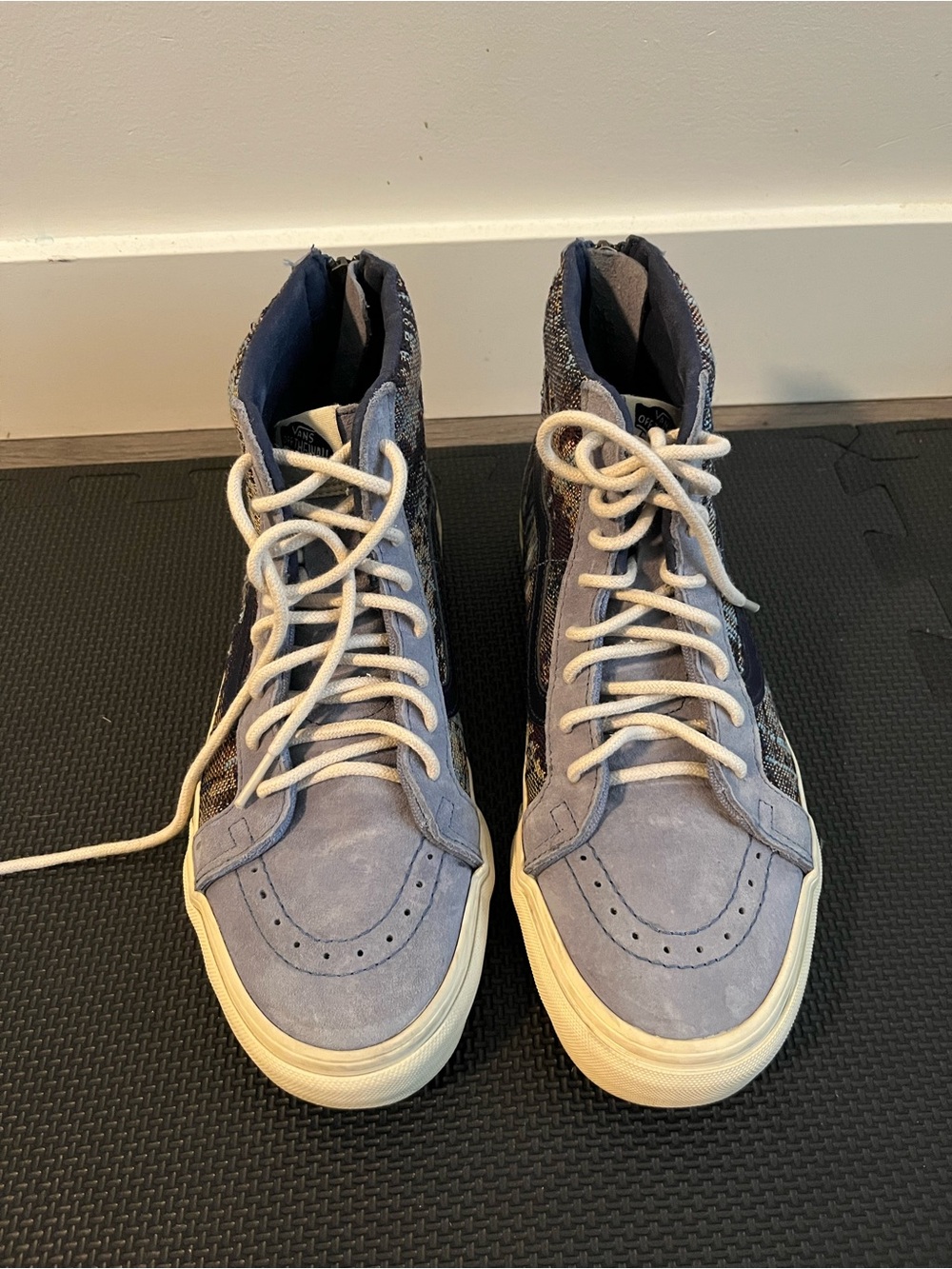 Vans Men’s High-Top Suede Sneakers in Light Gray with Cream Soles